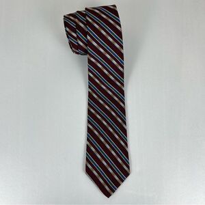 Givenchy Vintage Red & Blue Stripe Italian Silk Tie NWTs
